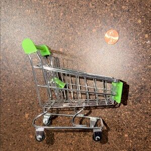Miniature Shopping Cart with Green Accents